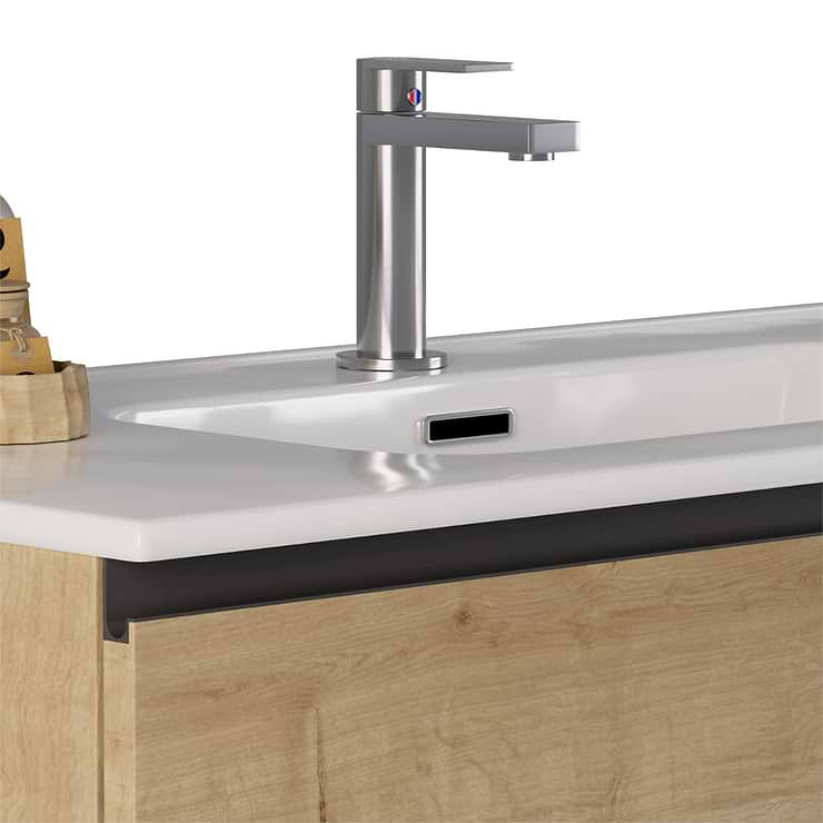 Duo Blonde Wood 32" Single Vanity with Integrated White Ceramic Top