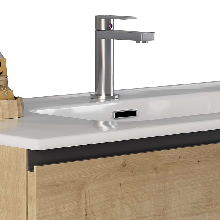 Duo Blonde Wood 40" Single Vanity with Integrated White Ceramic Top