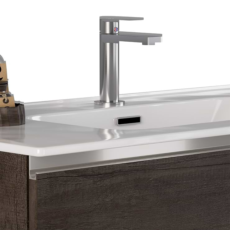 Duo Weathered Oak 32" Single Vanity with Integrated White Ceramic Top