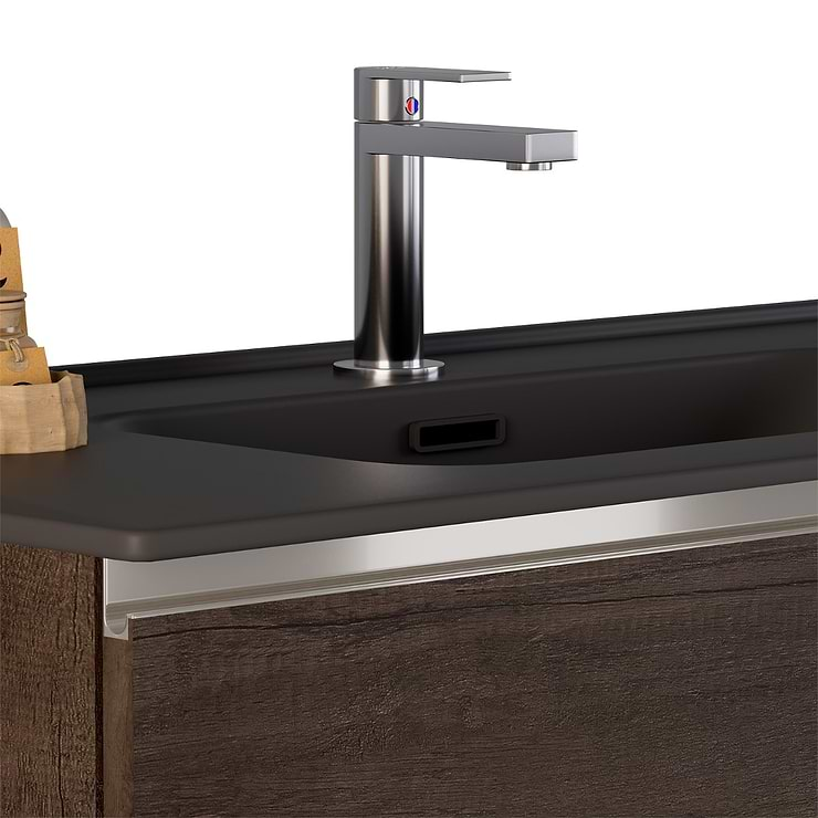 Duo Weathered Oak 40" Single Vanity with Integrated Black Ceramic Top