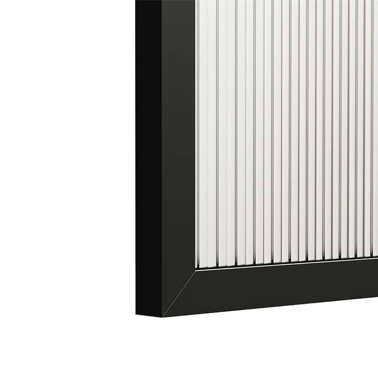 Finestra 34x74" Reversible Fixed Shower Door with Striped Fluted Glass in Matte Black