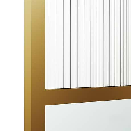 Finestra 34x74" Reversible Fixed Shower Door with Venetian Fluted Glass in Brushed Gold