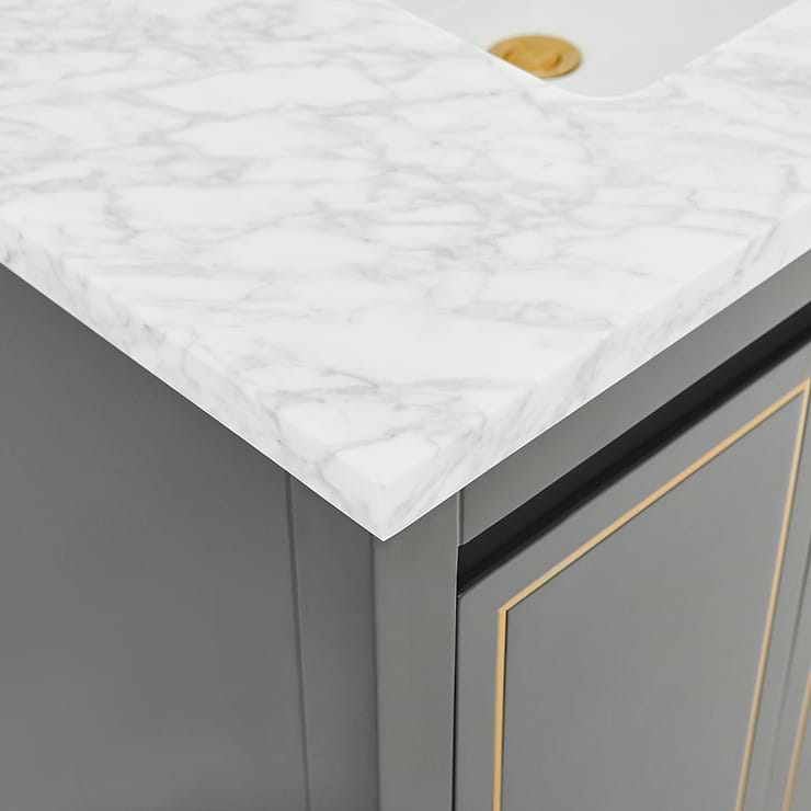 Province Charcoal and Gold 36" Single Vanity with Carrara Marble Top