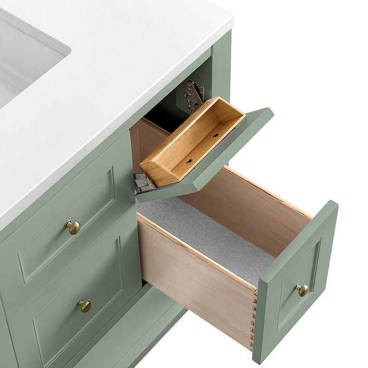 James Martin Vanities Breckenridge Smokey Celadon Green 36" Single Vanity with White Zeus Quartz Top