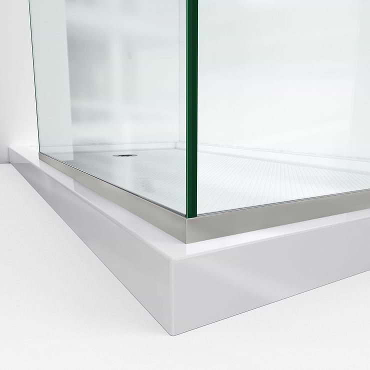 DreamLine Linea 34x30x72" Reversible Double Adjacent Screen Enclosure with Clear Glass in Brushed Nickel