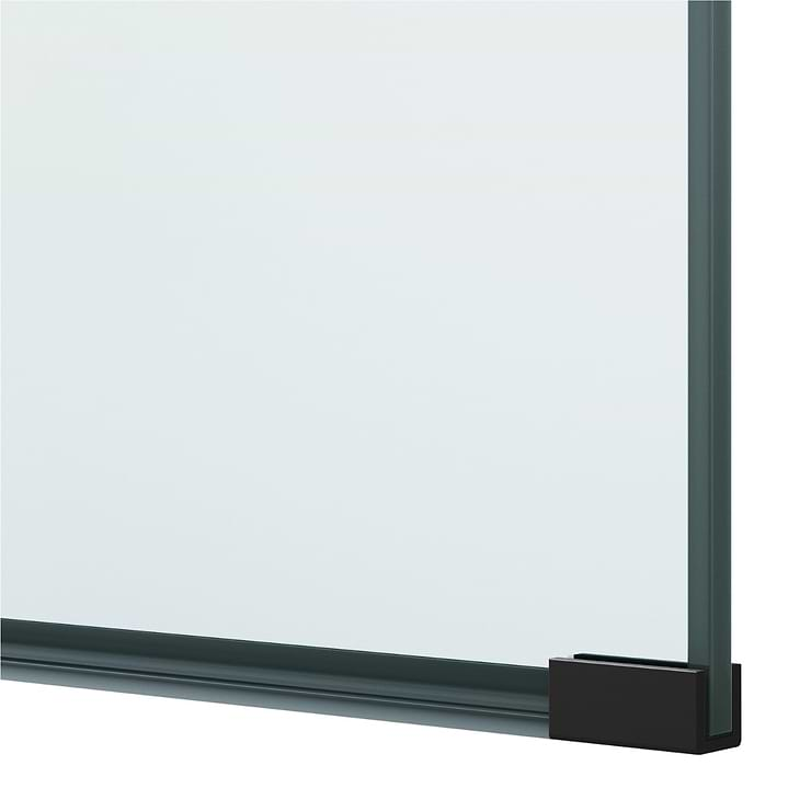 Burke 34x78" Reversible Semi-frameless Shower Screen with Grid Glass in Matte Black