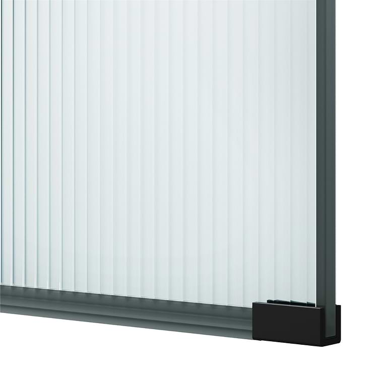 Burke 34x78" Reversible Semi-Frameless Shower Screen with Fluted Striped Glass in Matte Black