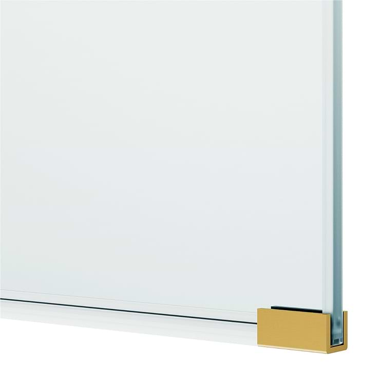 Burke 34x78" Reversible Frameless Shower Screen with Grid Glass in Matte Brushed Gold