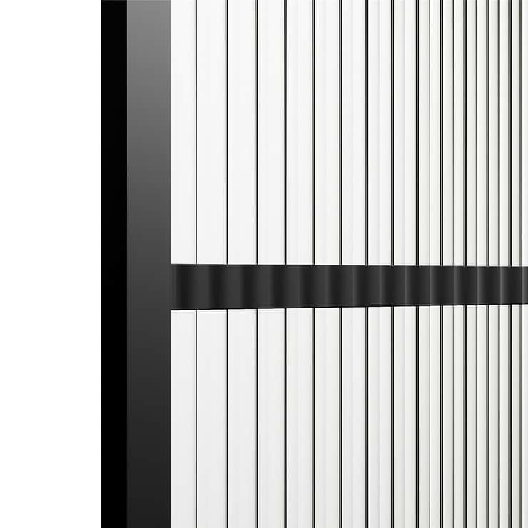 Finestra 34x62" Reversible Fixed Bathtub Door with Striped Fluted Glass in Matte Black