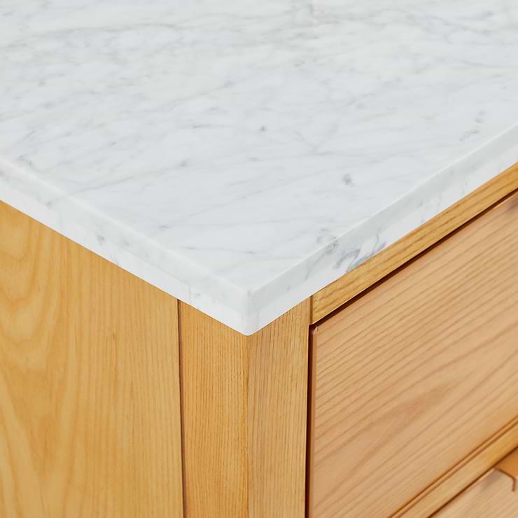 Dayton 48" Woodgrain Vanity with Carrara Marble Top and Ceramic Basin