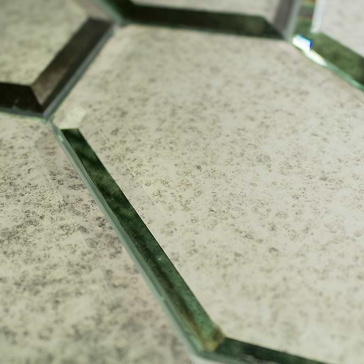 Beveled Paris Gray Hexagon Glass Tile