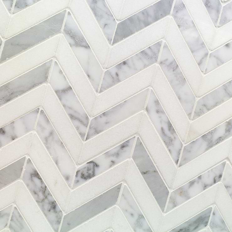 Talon White Carrera and Thassos Marble Tile 3