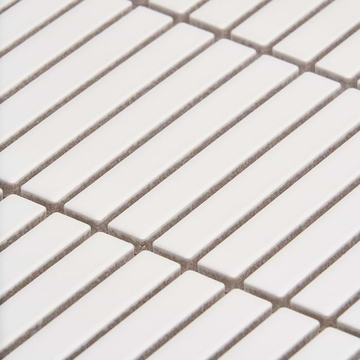 Kai White 1x4" Tri-Stacked Matte Porcelain Mosaic Tile