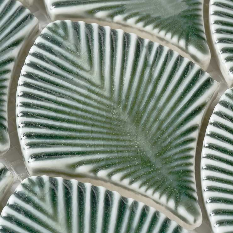 Nabi Deep Emerald Green 3x4" Fishscale Polished Glass Mosaic Tile