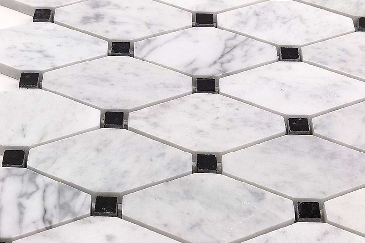 Octave Carrara With Black Dot Marble Tile 