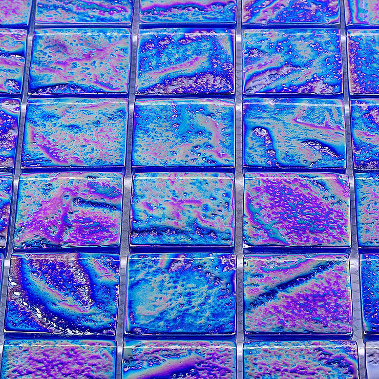 Laguna Iridescent Blue 2x2 Squares Glass Tile