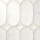Sample-Calypso 3D Carved Bianco White Brass Inlay 8x16 Textured Honed Marble Limestone Tile