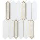 Zeus White Pearl 2x8 Picket Polished Marble, Pearl and Brass Waterjet Mosaic Tile