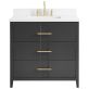 Iconic 36" Charcoal and Gold Vanity with Pure White Quartz Top and Ceramic Basin