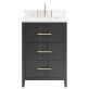 Iconic 24" Charcoal and Gold Vanity with Carrara Marble Top and Ceramic Basin