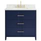 Iconic 36" Navy and Gold Vanity with Carrara Marble Top and Ceramic Basin