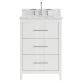 Iconic 24" White and Silver Vanity with Carrara Marble Top and Ceramic Basin