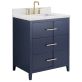 Iconic 30" Navy and Gold Vanity with Pure White Quartz Top and Ceramic Basin
