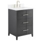 Iconic 24" Charcoal and Gold Vanity with Pure White Quartz Top and Ceramic Basin
