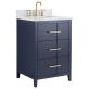 Iconic 24" Navy and Gold Vanity with Carrara Marble Top and Ceramic Basin