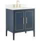 Province Navy and Gold 30" Single Vanity with Pure White Quartz Top