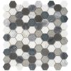 Sample-Esker Oxford Gray Hexagon Marble & Glass Tile