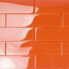 Sample-Loft Flame Orange 2x8 Polished Glass Subway Tile