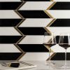 Sample-Fitz Classic Black & White Polished Marble & Brass Mosaic Tile