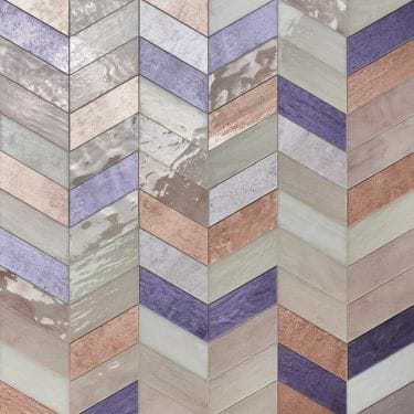 Meta Rio Rose Gold 2x5 Chevron Glossy Glass Mosaic by Elizabeth Sutton