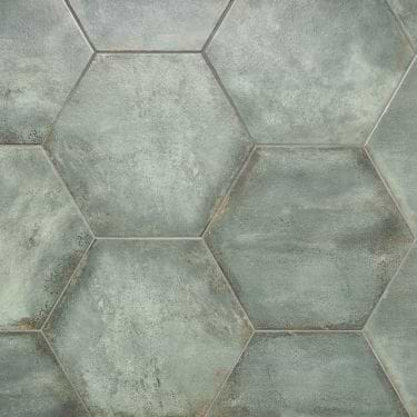 Flatiron Aquamarine Green 20" Large Hexagon Matte Porcelain Tile By Angela Harris