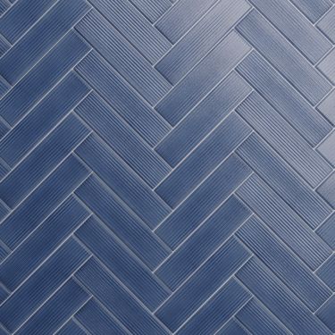  ArtBlock Fluted Denim Blue 4x16 Glossy Porcelain Tile by Stacy Garcia