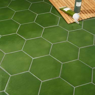 Cavallo Monaco Green 7" Hexagon Glossy Porcelain Tile