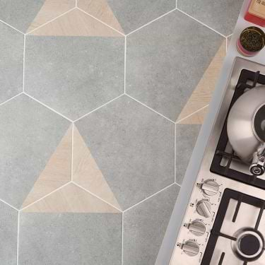 Pergola Wood Gray 12.5" Hexagon Matte Porcelain Tile