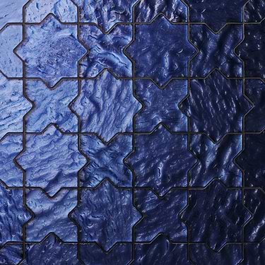 Behati Blue 4" Star Cross Polished Glass Mosaic Tile