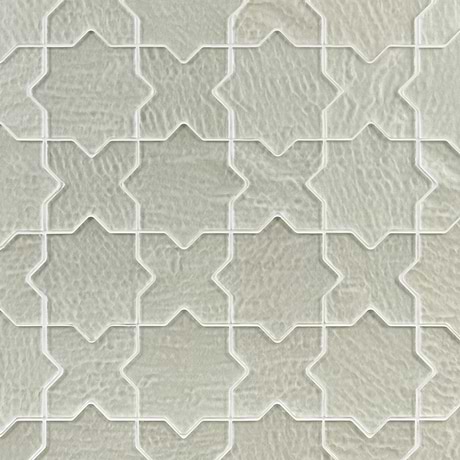 Behati White 4" Star Cross Polished Glass Mosaic Tile