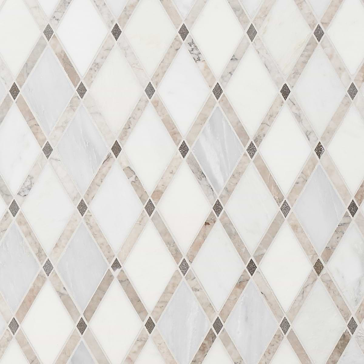 Imperial Cumulus Cloud White Blend Polished Marble Mosaic Tile