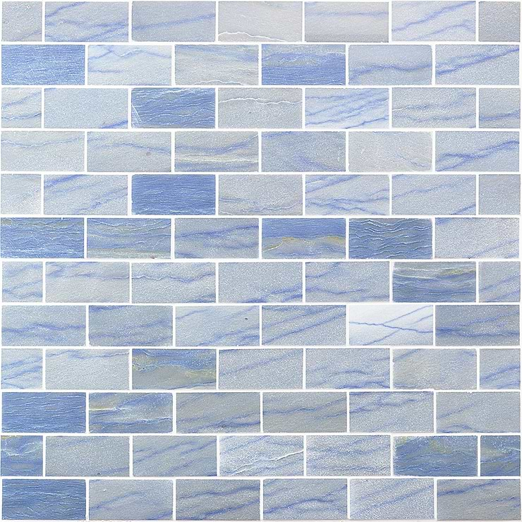 Disco-Blue Macauba 2x4 Polished Marble Mosaic Tile