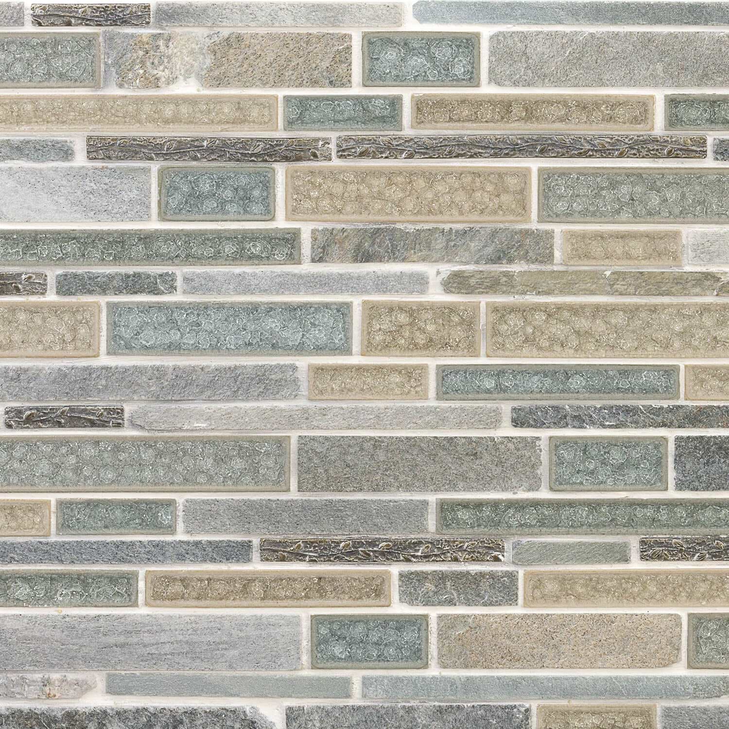 Shangri-La Green Quartz Random Brick Polished Marble & Glass Tile