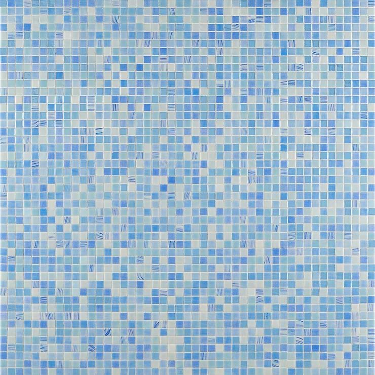 24 Sheet Scrap Lot: Swim Aquarius Blue 1x1 Polished Glass Mosaic Tile