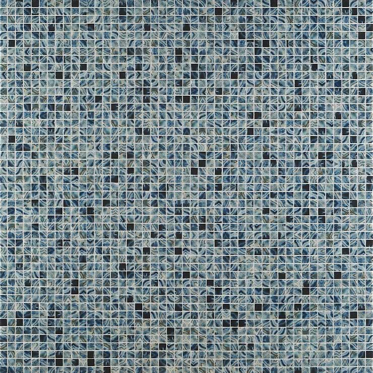 Swim Paradise Blue 1x1 Polished Glass Mosaic Tile