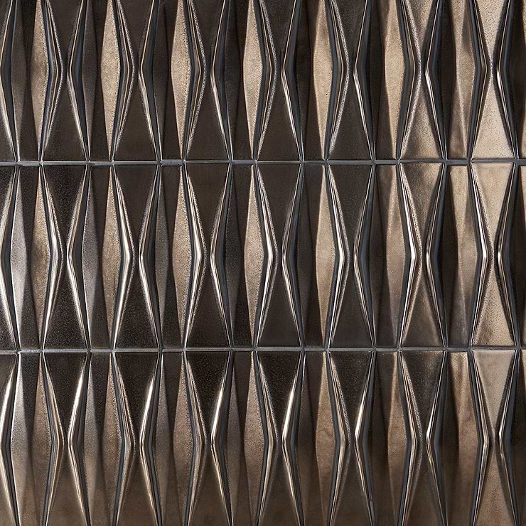 Nabi Harlequin Metallic Copper Brown 2x8 Matte Glass Mosaic Tile