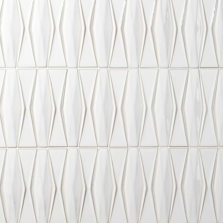 Disco-Nabi Harlequin Natural White 3D Crackled Glass Tile