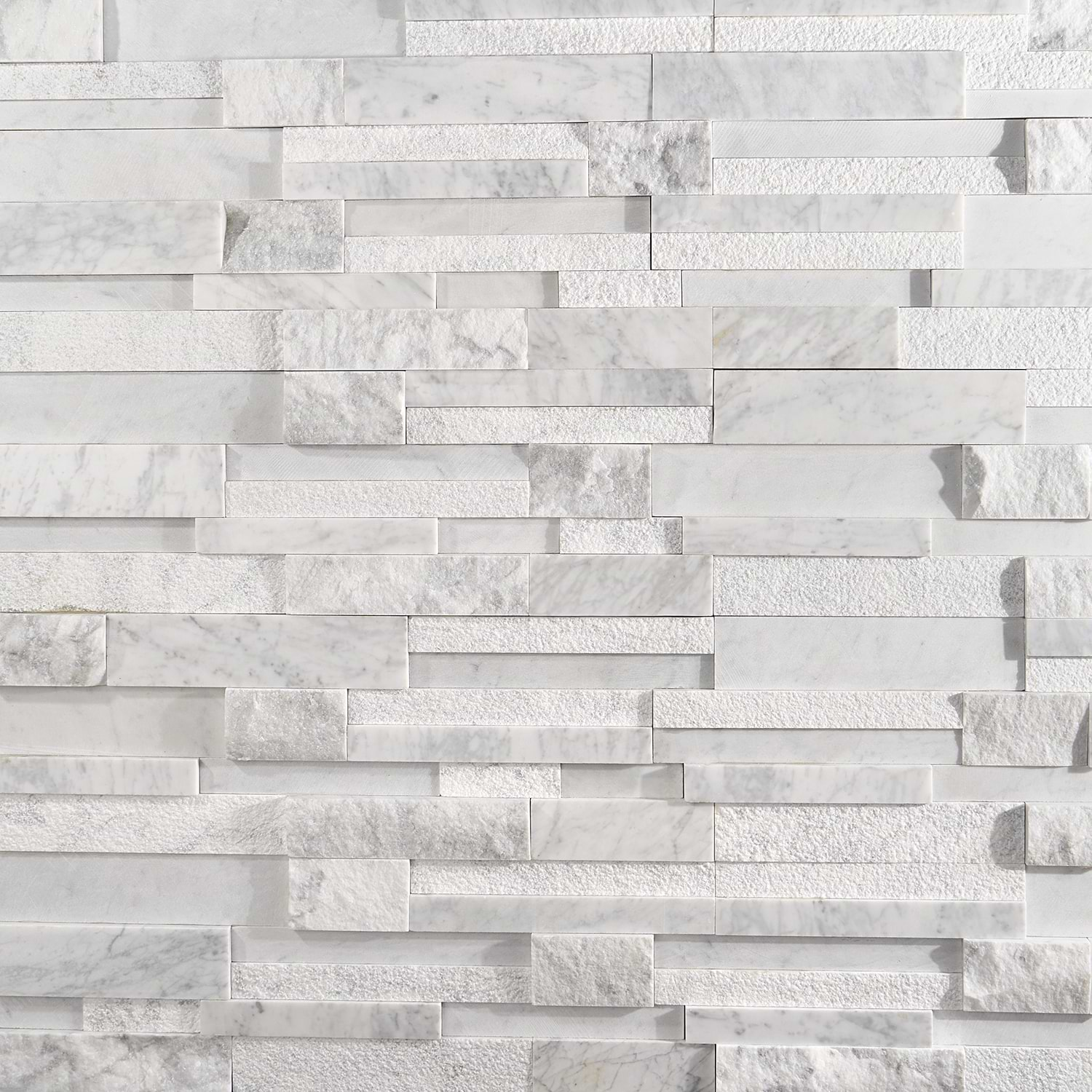 StackStone 3D Snow White Marble Ledger Panel Mosaic Wall Tile