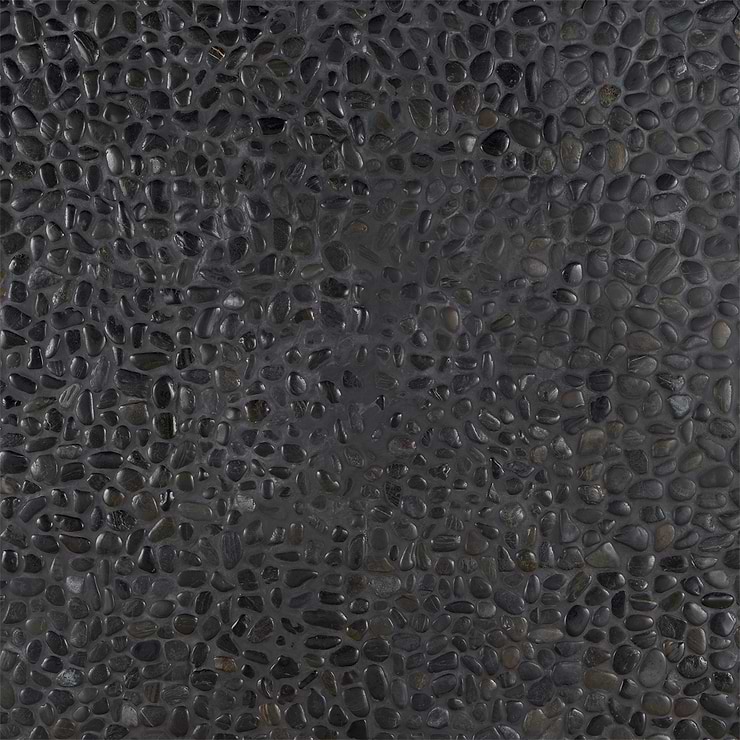 Cobblestone Obsidian Black Pebble Polished Mosaic Tile