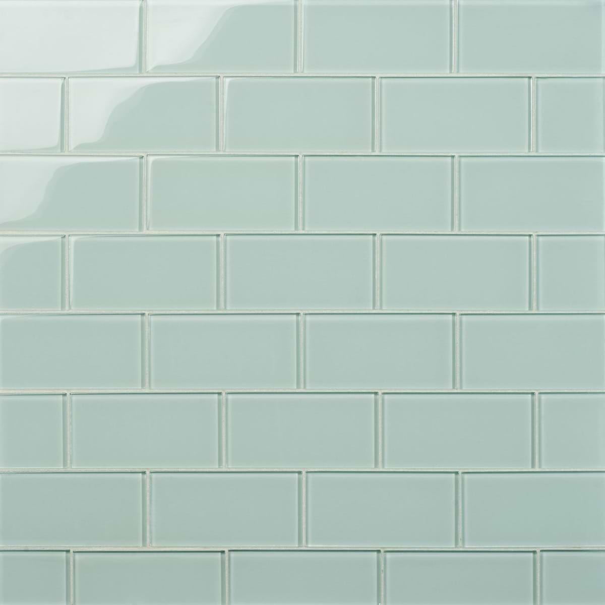 Loft Seafoam Green 3x6 Polished Glass Subway Tile